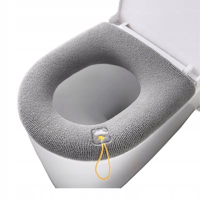 Zachte Toiletzitting Hoes Pluche Comfortabele WC-Bril Overlay - Grijs