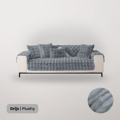 BankhoesDiscounter Plushy Bankkleed – Fleece Deken – Fleece Plaid – Bankbeschermer – Bankhoes – Grijs – 70x70cm