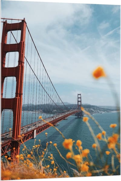 Acrylglas - Golden Gate Bridge in Californië - 80x120cm Foto op Acrylglas (Met Ophangsysteem)