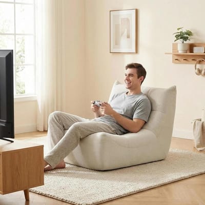 XXL Zitzak - Beanbag Vloerstoel - Ontspannen Lezen - Traagschuim Vulling - 78x90x69 cm - Beige
