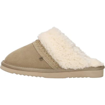 Warmbat Nhill Strap Curly Wool Dames Sloffen - Ecru