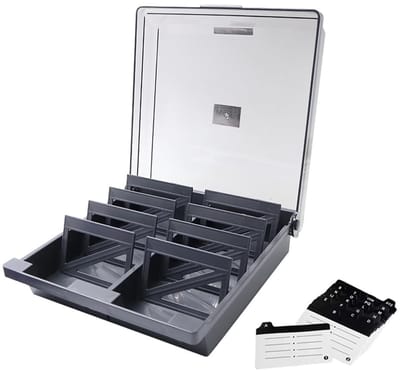 Dailygoods- Opbergdoos Visitekaartjes - Organizer met Verdelers A-Z - Multifunctioneel - ABS Kunststof - 240x220x75mm - 1000 Kaarten capaciteit - Visitekaarthouder