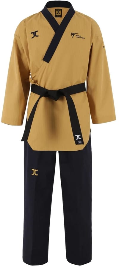 JCalicu poomsae hoge dan taekwondopak | WT | Goud / Zwart (Maat: 170)