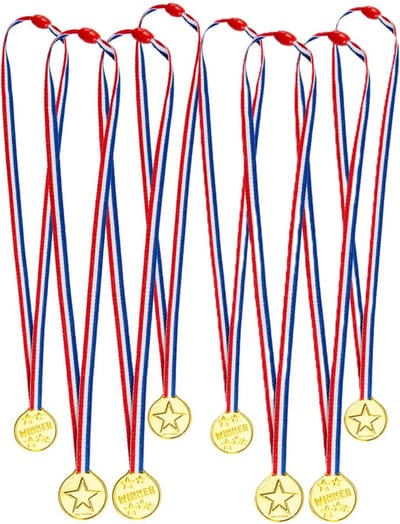 Boland Verkleed medailles met lint - 8x - goud - kunststof - 3.5 cm - speelgoed