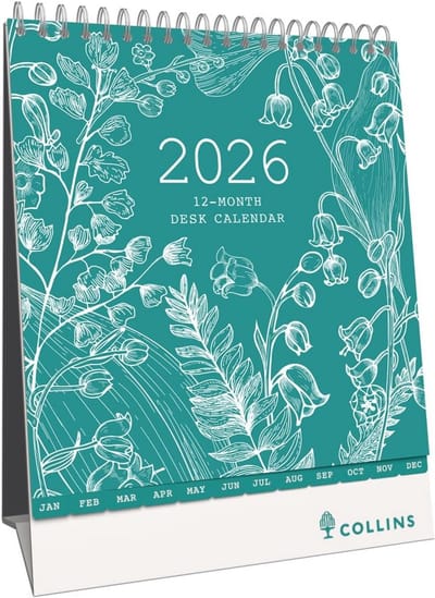 Bureaukalender 2026 - Maandkalender Planner - Planning Thuis - 12 Maand-to-View - 220 x 175 mm - Turkoois