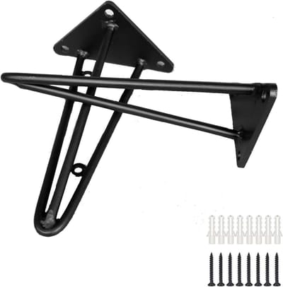 2Pcs Durable Shelf Holders,Floating Metal Shelf Brackets,Shelf Bracket Wall Holders Iron Shelf Support Shelf Brackets for Storage Rack,Book Rack,with Screws,Black (40cm)