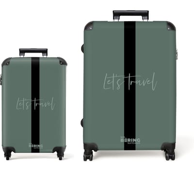 NoBoringSuitcases.com® - Kofferset 2 delig - Koffer lichtgewicht - Groen - Let’s Travel - Reiskoffer set met 4 wielen - Handbagage trolley - Middelgrote rolkoffer - Ruimbagage koffer - Koffers met TSA slot