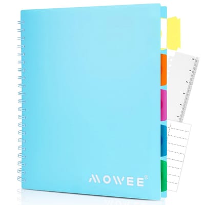 Spiraal notitieboek met 5 vakken en scheidingsvak, college-gelijnd met tabbladenlabels - 8,5 x 11 inch