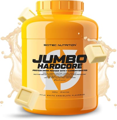 Scitec Nutrition® - Jumbo Hardcore (3060 gram - Brittle White Chocolate) - Witte chocolade - 20 eiwitshakes - Weight Gainer - Mass Gainer - Proteine poeder - Protein powder - Gewichtstoename - Spiermassa vergroten