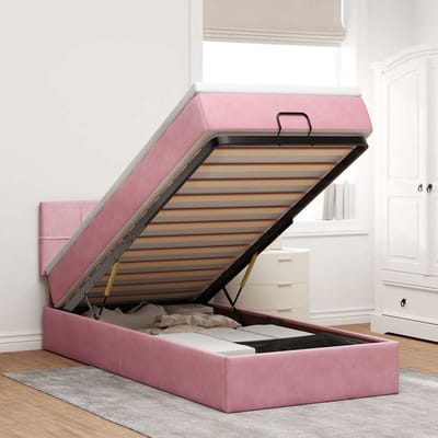vidaXL - Ottoman - bed - met - matras - en - LED's - 100x200 - cm - fluweel - roze
