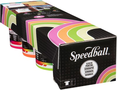 Speedball Screen Printing Fabric Ink - Textielverf - voor Zeefdrukken - set van 3 neon kleuren + glow in the dark