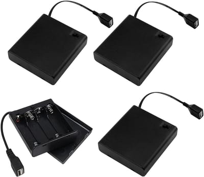 Batterijhouder Set - 4x AA Houders - Elektronica Projecten - Met Aan/Uit Schakelaar - 6 Volt - Zwart