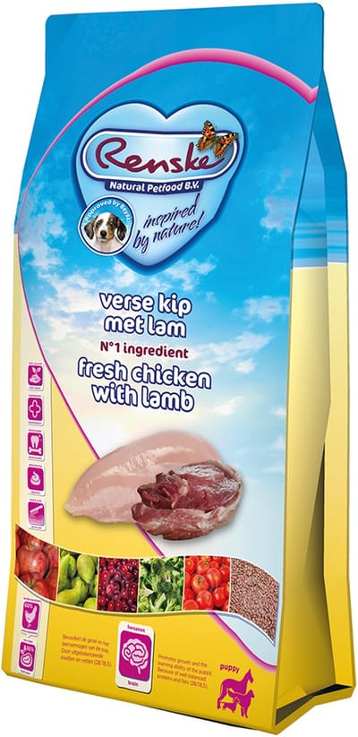 Renske Super Premium Puppy Verse Kip en Lam  - Graanvrij - Hond - Droogvoer - 600 gr