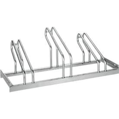 Fietsenrek, enkelzijdig, voor banden tot 55 mm breed, B 1050 x D 1850 x H 500 mm, thermisch verzinkt staal, 3 parkeerplaatsen, gemonteerd