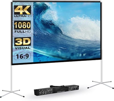 Projectiescherm met standaard - Draagbaar filmscherm - Buitenfilm kijken - Kreukvrij HD beeld - 120 inch - Wit