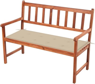 Tuinbank met kussen - Zitbank parkbank - Buiten ontspannen - Massief acaciahout - 120 cm - Beige