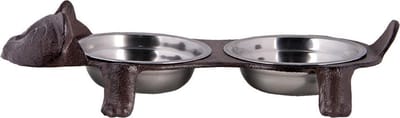 Clayre & Eef Voerbak hond Kat 42x18x8 cm Bruin IJzer