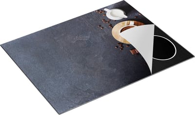Chefcare Inductie Beschermer Kopje Koffie met een Croissant - 77x59 cm - Afdekplaat Inductie - Kookplaat Beschermer - Inductie Mat