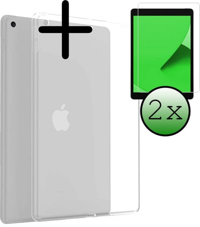 Hoesje Geschikt voor Apple iPad 7 (2019) - 10.2 inch - 7e Generatie - Met 2x Screenprotector - Siliconen Backcover - Shockproof Case - Shockbestendige Back Cover Tablet hoes - Tablet Hoes - Transparant