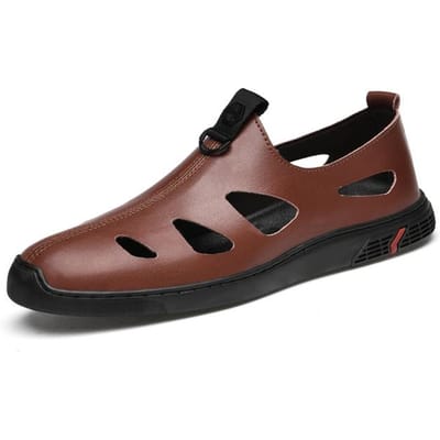 Rundleder Retro Sandalen Heren Zomerschoenen Vrije Tijd Strand Schoenen Heren Echt Lederen Slippers Bruine Kleding Loafers Heren 40