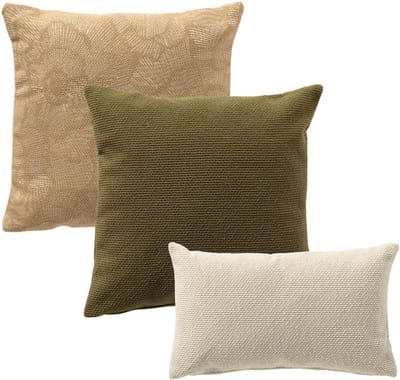 Dutch Decor - KUSSENSET - 3-delig - Natural Plains - 45x45 cm, 30x50 cm - inclusief binnenkussens - groen, beige - Met Ritssluiting – Decoratie Kussens - Comfortabele kussentjes voor op de Bank