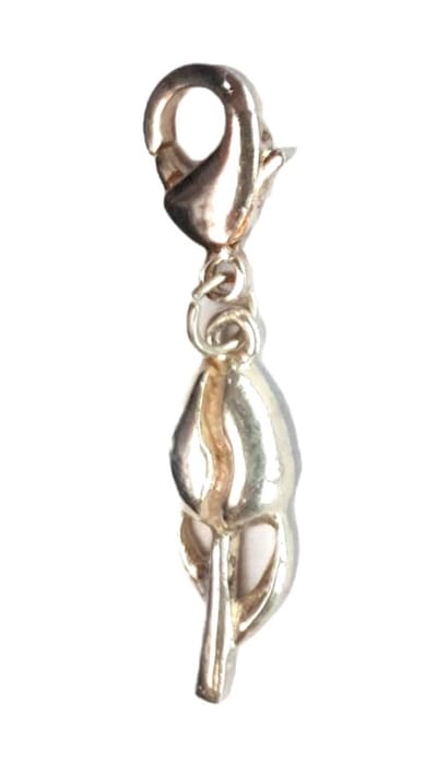 clip met hollandse bedel verzilverde tulp, voor bedelarmband of tas.