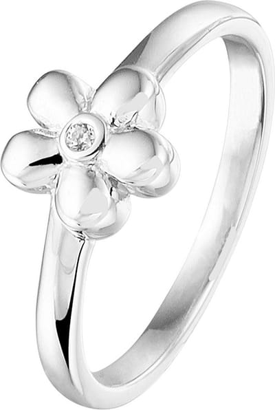 Zilver Gerhodineerde Kinderring bloem zirkonia 1329208 15.50 mm (49)