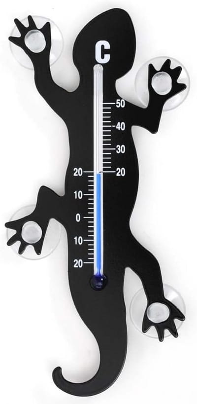 Raamthermometer van metaal -14 cm - Temperatuurbereik -20 tot +50 °C - Geschikt voor binnen en buiten - Met 4 sterke zuignappen - Inclusief geschenkverpakking