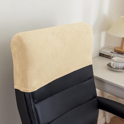 Fluwelen hoofdsteunhoezen voor bureaustoelen, geschikt voor computerbureaus en -stoelen, hoofdsteunhoezen, hoofdsteunbeschermers, stofwerende hoofdsteunhoezen (beige, 2 stuks).