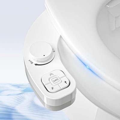 Famanu - Niet-elektrisch toiletbidet met drukknop, dubbele sproeiers, instelbare waterdruk, wit