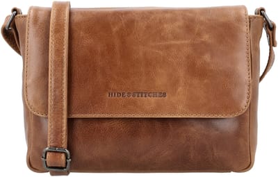 Hide & Stitches Porto Crossbodytas - Leer - Overslag - Tussenritsvak - Achtervak - Afneembare Schouderband - Dames - Schoudertas - Leren Dames Tas - Bruin