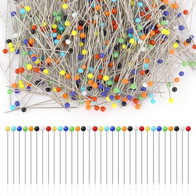 Sander Shop 38mm Glass Head Pins, 500 Pieces Multicoloured Pins Round Head Card Pins Straight Needles with Colored Ball Heads, Pearl Gloss Head, Quilting Needles, Sewing Pins for Crafts, Fabric, Tailor Multicolour