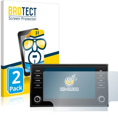 BROTECT - Screenprotector voor Skoda Karoq Amunds Sportline 2021 Infotainment System - Folie Beschermfolie transparant 2 Stuks