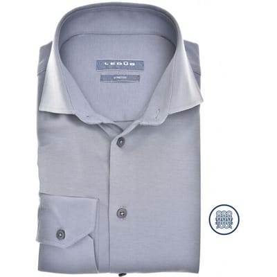 Ledûb Overhemd Subtle Mélange Faux-Uni Cotton Tricot Stretch Midden Blauw / male