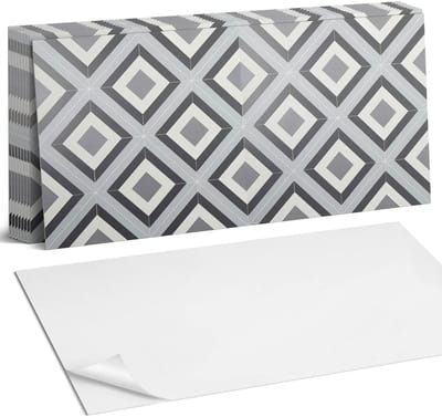 Coloray Plaktegels - Geometrisch ruitpatroon Zelfklevende Wandtegels - 40 cm x 20 cm - Grijs Plaktegels - 10 stuks - Rechthoek PVC Tegels - Plaktegels Badkamer - Vloertegels Zelfklevend - Vinyl Tegels - Portugese Tegels