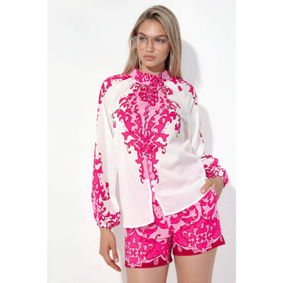 Paisley Blouse met Strik en Shorts Set