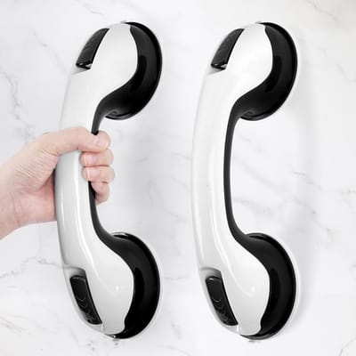 Veiligheidsgrips voor Badkamer met Zuignap, 2 Stuks Antislip Handgrepen voor Kinderen en Ouderen, Geen Boren Nodig, Ideaal voor Bad en Douche