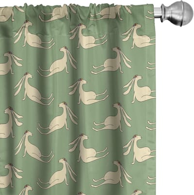 ABAKUHAUS Hase gordijnen – 2x75x175 cm – Crème Resedagroen – Halfdonker
