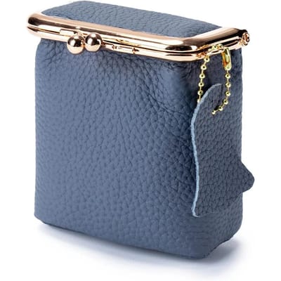 Porte-monnaie pour femme en cuir véritable, portefeuille à boucle, mini-portefeuille, sac à monnaie, sac de rangement pour rouge à lèvres, pochette pour femme, livraison directe bleu