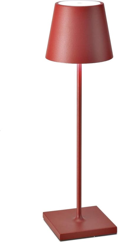 Oplaadbare Tafellamp - Rood - Verstelbaar - 38 CM - In EN Outdoor - IP54 - Oplaadbaar – Dimbaar – Waterdicht – Aluminium – 3 Lichtkleuren – Bureaulamp – Tafellamp Slaapkamer - tafellamp Woonkamer - Bureaulamp