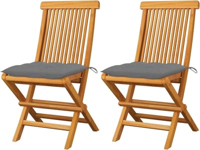 Tuinstoelen met Kussens - Houten Stoelen - Buiten Zitten - Inklapbaar Ontwerp - 47x60x89 cm - Grijs