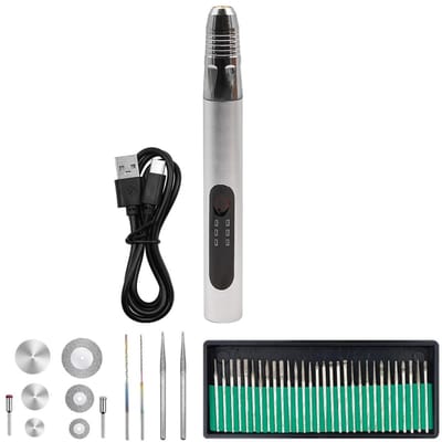 Dailygoods - Draadloze graveerpunt tool set - Oplaadbare pen - Voor sieraden engraving - Inclusief accessoires - Creatief hobbyen - Precisiewerk - Ges