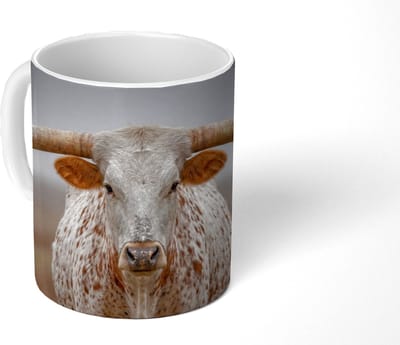 Mok - Koffiemok - Longhorn - Grasveld - Dier - Mokken - 350 ML - Beker - Koffiemokken - Theemok