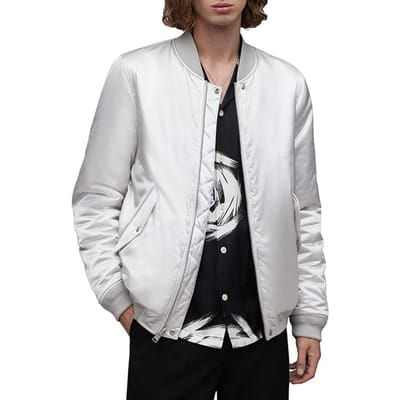AllSaints Eris Rev Bomber Silver/black Größe: XXL | Bomberjacken Outlet | Herren | Grau