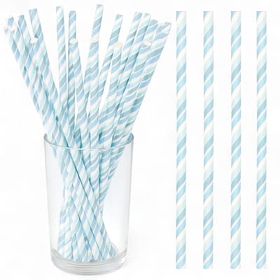 Dailygoods- Papieren Rietjes 80 Stuks - Milieuvriendelijk - Biologisch Afbreekbaar - Retro Schuine Strepen - Feest - Duurzaam - Drinkrietjes