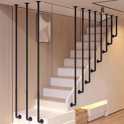 Trapleuning - Steunbeugel - Veiligheid Binnenshuis - Smeedijzeren Constructie - 150 cm - Zwart
