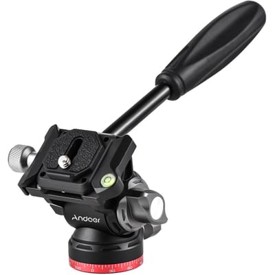 Andoer Compact Video Vloeistofkop Pan Tilt Statiefkop Panorama Balhoofd Statiefbevestiging Aluminiumlegering Type 2 black