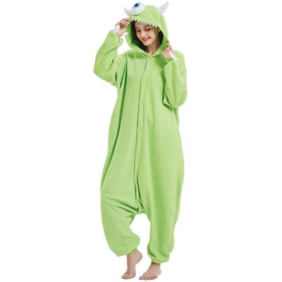 Kigurumi Sullivan Mike Wazowski Monstre en Polaire Polaire Onesie Dessin Animé Pyjama Costumes Pour Halloween Carnaval Cosplay Fête S&Other beige