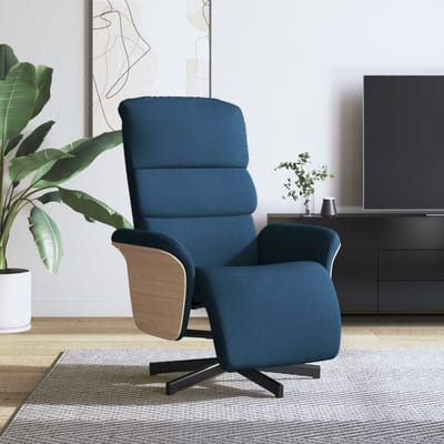 vidaXL - Fauteuil - verstelbaar - met - voetensteun - stof - blauw