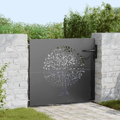 vidaXL - Tuinpoort - 85 - x - 100 - cm - Poedercoated - staal - Zwart - Vergrendelbaar